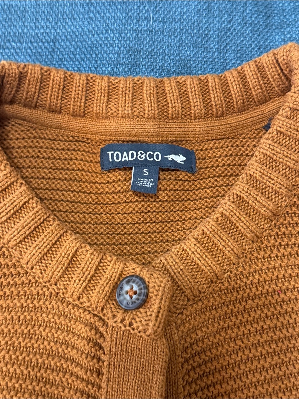 Toad & Co Cardigan size small Women's Button-Front Ribbed Sweater - Rust - Picture 3 of 12